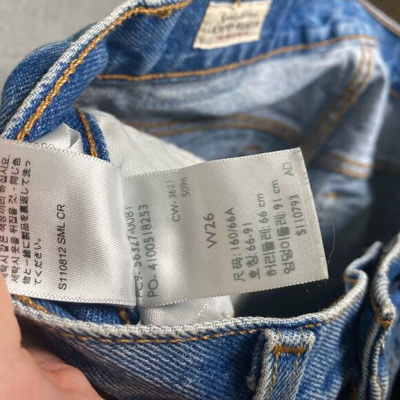 Levis 501 womens BIG E high waisted jean denim shorts distressed button fly 26 - Picture 6 of 11